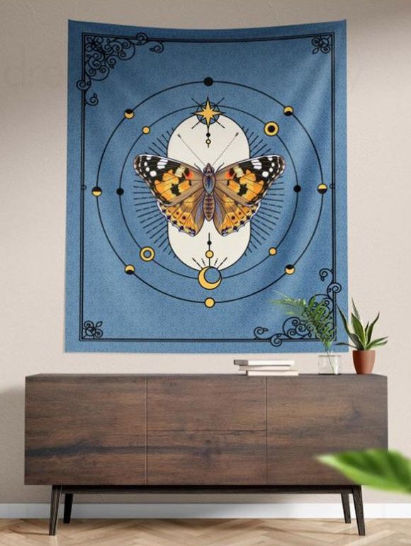 Tapisserie Murale à Imprimé Papillons Décor Maison - Bleu clair 150 CM X 130 CM