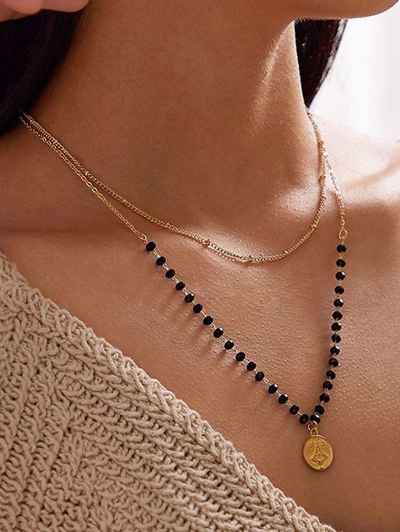 Collier Perlé Superposé Géométrique - d'or 1PC