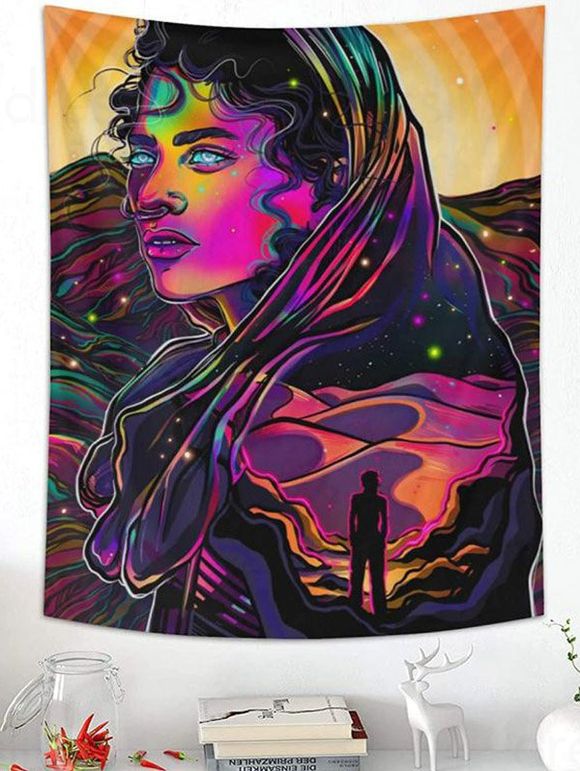 Tapisserie Pendante Murale Décoration Femme à Imprimé Pop Art Psychédélique - multicolor B 150 CM X 130 CM