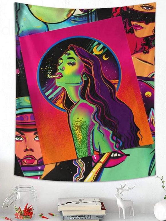 Tapisserie Pendante Murale Décoration Femme Imprimé - multicolor A 150 CM X 130 CM