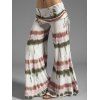 Ruched Butterfly Lace Cross Surplice Tank Top And Tie Dye Cinched Foldover Wide Leg Pants Casual Outfit - multicolor S