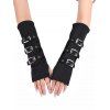 Gants Gothique en Couleur Unie à Bretelle Bouclée avec Trou pour le Pouce - Noir 1 PAIR