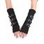 Gants Gothique en Couleur Unie à Bretelle Bouclée avec Trou pour le Pouce - Noir 1 PAIR