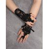 Gants Mitaines en Dentelle avec Broderie Florale Style Gothique - Noir 1 PAIR