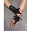 Gants Mitaines en Dentelle avec Broderie Florale Style Gothique - Noir 1 PAIR