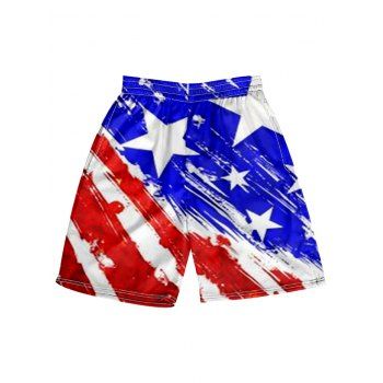 

Star Striped Print Shorts Elastic Waist Patriotic Beach Shorts, Multicolor