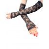 Gants Elégants Fleuris en Dentelle Transparente sans Doigts à Volants - Noir 1 PAIR