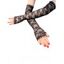 Gants Elégants Fleuris en Dentelle Transparente sans Doigts à Volants - Noir 1 PAIR