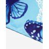 Butterfly Floral Print Off The Shoulder Tiered Maxi Dress Ruffles Puff Sleeve Shirred High Waist Dress - BLUE L
