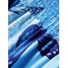 Butterfly Floral Print Off The Shoulder Tiered Maxi Dress Ruffles Puff Sleeve Shirred High Waist Dress - BLUE L