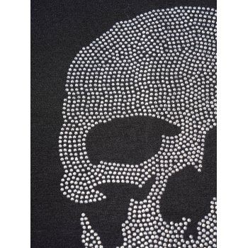 Sparkly Rhinestone Skull Pattern Tank Top Contrast Guipure Lace Panel Tank Top