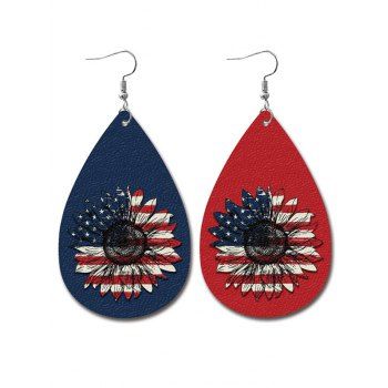 

Droplet Sunflower American Flag Elements Patriotic Drop Earrings, Multicolor a