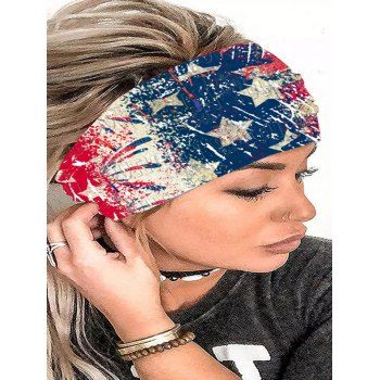 

American Flag Elements Elastic Wide Waist Patriotic Yoga Headband, Multicolor a