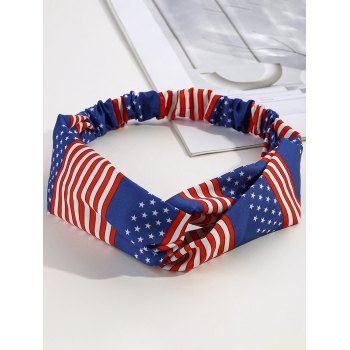 

Patriotic American Flag Print Twisted Elastic Headband, Multicolor a