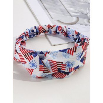 

Patriotic American Flag Print Twisted Elastic Headband, Multicolor b