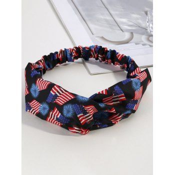 

Patriotic American Flag Print Twisted Elastic Headband, Black