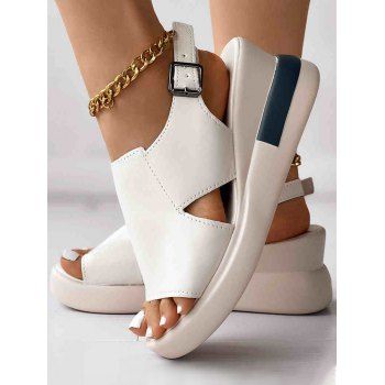 

Buckle Strap Wedge Heel Open Toe Outdoor Sandals, Beige