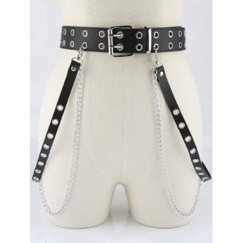 Punk Style Grommet Chain Embellishment Buckle Gothic Belt 