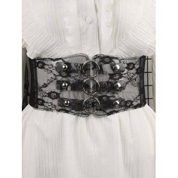 

O Ring Lace Elastic Wide Waist Trendy Belt, Multicolor a