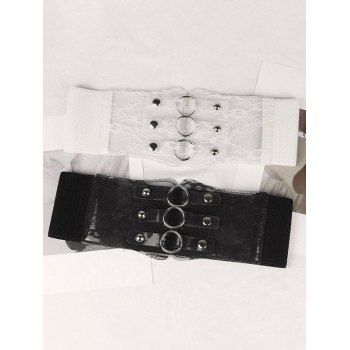 

O Ring Lace Elastic Wide Waist Trendy Belt, Multicolor b