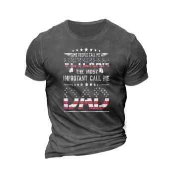 

Patriotic T Shirt Star Striped Letter Print Short Sleeve Round Neck Tee, Gray