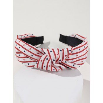 Star And Stripe Print Twist Patriotic Hairband, Red