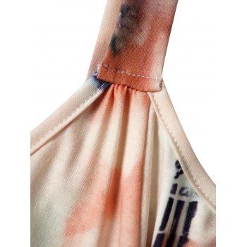 Tie Dye Print Layered Asymmetric Midi Dress Lace Up Sleeveless Handkerchief Dress