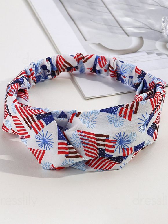 Bandeau Elastique Torsadé à Imprimé Drapeau Américain - multicolor B 