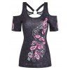 Paisley Skull Print Tee and Pockets Snap Button Leggings Outfit - multicolor S