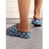 Plaid Frayed Slip On Thick Platform Trendy Outdoor Slippers - Bleu EU 36