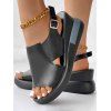 Buckle Strap Wedge Heel Open Toe Outdoor Sandals - Noir EU 36