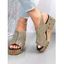 Glitter Wedge Heels Buckle Strap Open Toe Outdoor Sandals - Argent EU 42