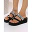 Artificial Crystal Slip On Open Toe Thick Platform Trendy Outdoor Slippers - Argent EU 42