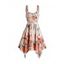 Tie Dye Print Layered Asymmetric Midi Dress Lace Up Sleeveless Handkerchief Dress - LIGHT COFFEE S