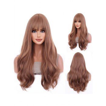 

Wavy Full Bang Ombre Long Capless Synthetic Wig, Coffee