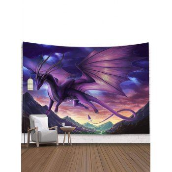 

Flying Dragon Print Hanging Home Decor Wall Tapestry, Light purple