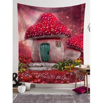

Mushroom Pattern Tapestry Hanging Wall Trendy Home Decor, Red