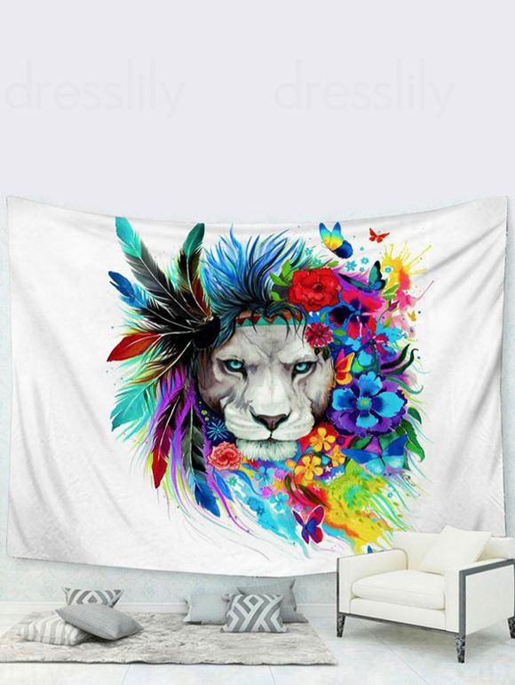 Tapisserie Art Décoration Murale Pendante Motif de Lion - multicolor 95 CM X 73 CM