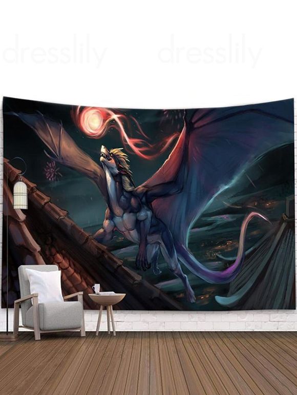 Tapisserie Murale à Imprimé Dragon Volant Décor Maison - multicolor 150 CM X 130 CM