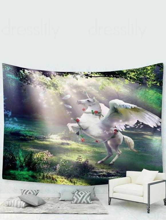 Tapisserie Murale Pendante Décoration D'Art Motif de Licorne - multicolor 95 CM X 73 CM