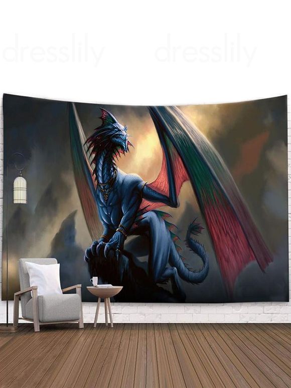 Tapisserie Murale Décorative à Imprimé Dragon Volant - multicolor D 150 CM X 130 CM