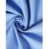 Cold Shoulder Dress Plaid Flower Print Ruffle Lace Up Belted High Waisted A Line Midi Dress - LIGHT BLUE M