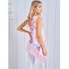 Débardeur Long Ethnique Asymétrique à Imprimé Fleuri Cachemire à Frange - Rose clair L