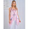 Débardeur Long Ethnique Asymétrique à Imprimé Fleuri Cachemire à Frange - Rose clair XL