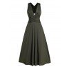 Robe de Soirée Mi-longue Asymétrique en Couleur Solide à Dos Nu à Col Plongeant - Vert profond S