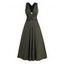 Robe de Soirée Mi-longue Asymétrique en Couleur Solide à Dos Nu à Col Plongeant - Vert profond S