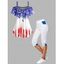 Ensemble de T-shirt Patriotique à Imprimé Etoile Rayé à Epaule Dénudée et Legging Capri Faux Bouton Ourlet Tulipe - multicolor S