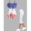 Ensemble de T-shirt Rayé à Imprimé Géométrique Etoile à Epaule Dénudée et Legging Capri à Lacets - multicolor S