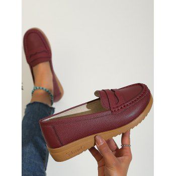 

Plain Color Slip On PU Shoes, Red wine