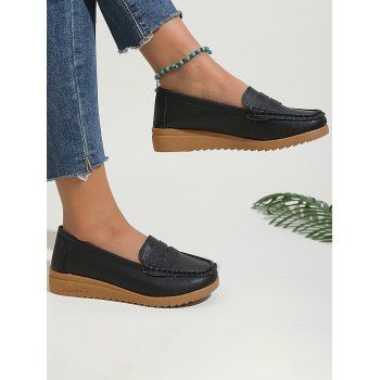 

Plain Color Slip On PU Shoes, Black